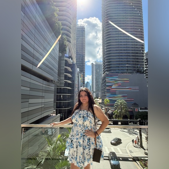 SHEIN | 2XL | Blue and White Strapless Floral - Double - layer cake Dress | - Picture 13 of 13